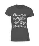 Gildan SoftStyle® Ladies Fitted Ringspun T-Shirt pizza-netflix-dog-cuddles-320x500-template