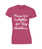 Gildan SoftStyle® Ladies Fitted Ringspun T-Shirt pizza-netflix-dog-cuddles-320x500-template